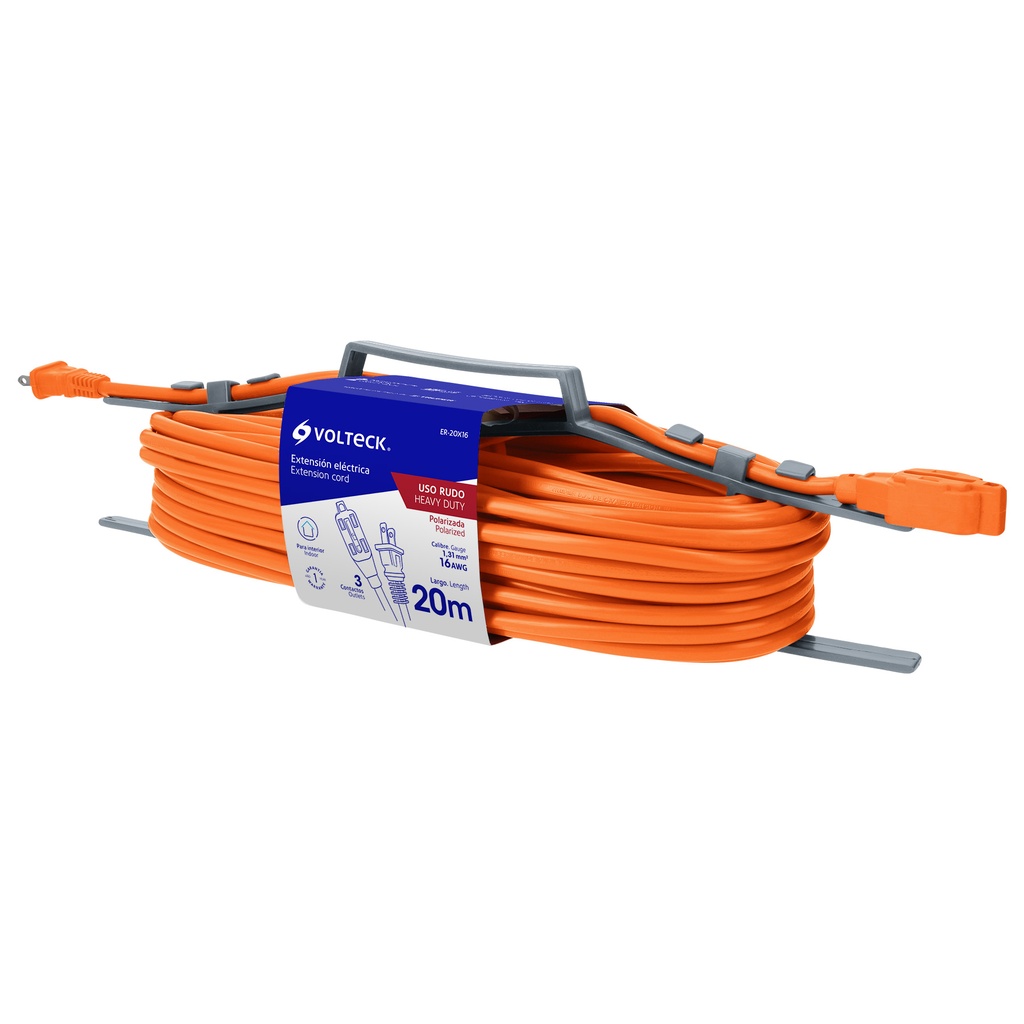 48049 / Extensión eléctrica de uso rudo 20 m 2x16 AWG, Volteck