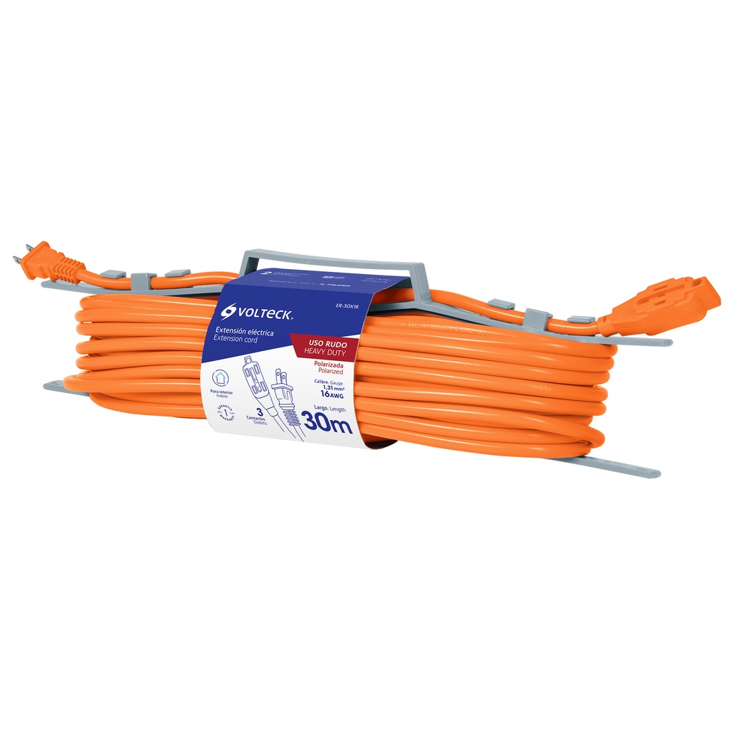 48051 / Extensión eléctrica de uso rudo 30 m 2x16 AWG, Volteck