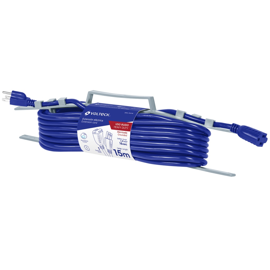 48059 / Extensión de uso rudo aterrizada 15 m 3x16 AWG, Volteck