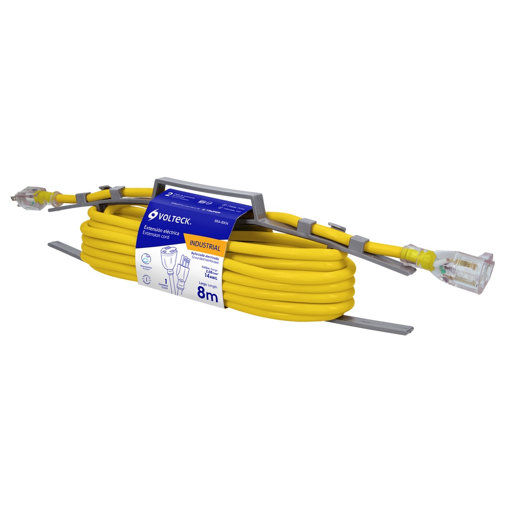 48067 / Extensión reforzada aterrizada 8 m 3x14 AWG, Volteck