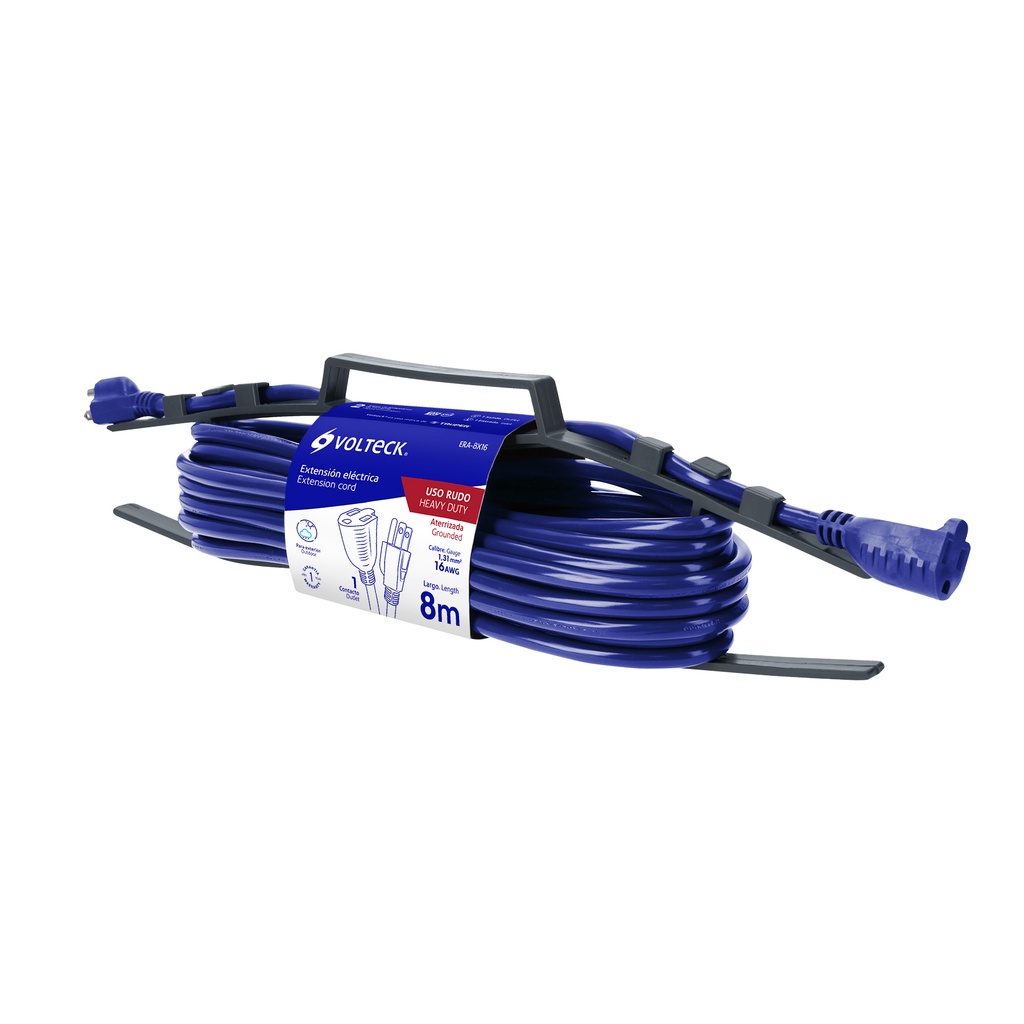 48058 / Extensión de uso rudo aterrizada 8 m 3x16 AWG, Volteck