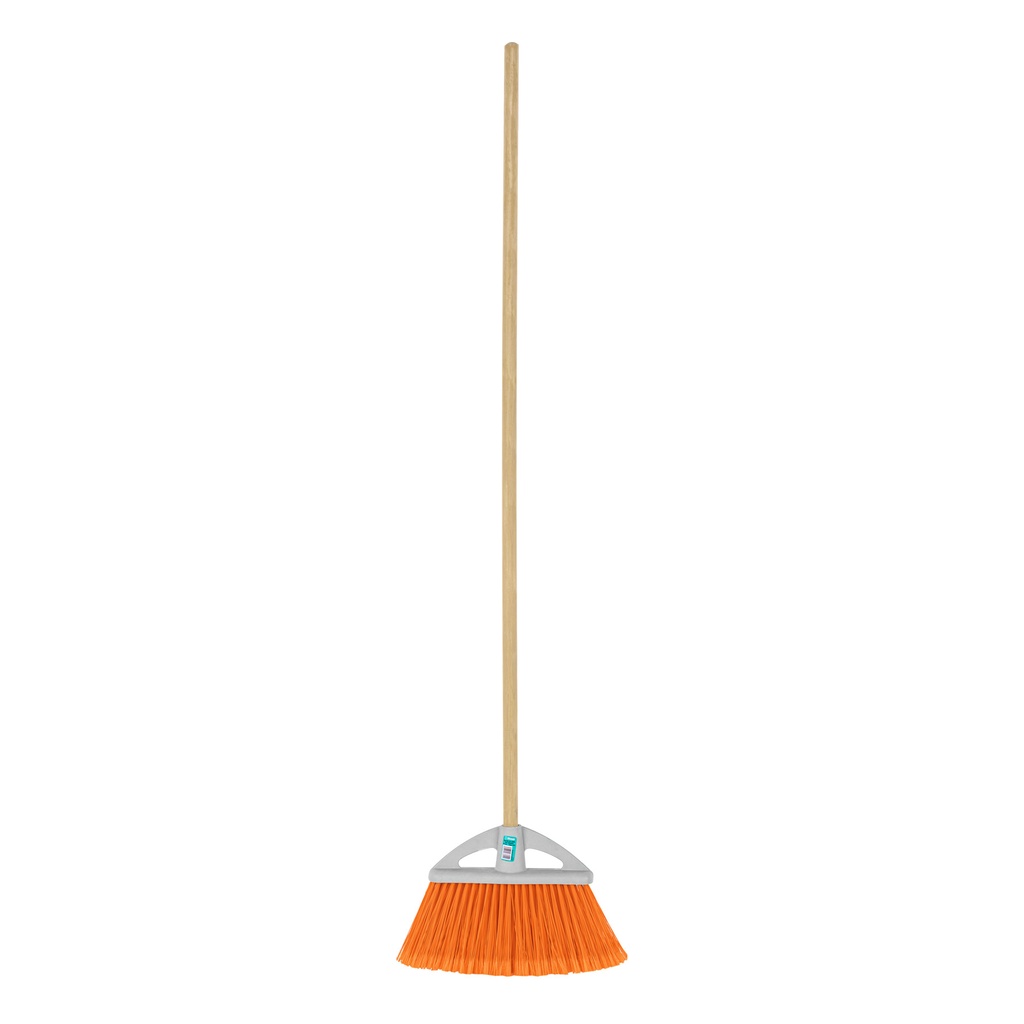 57051 / Escoba chica tipo abanico, cerdas de PVC, bastón de madera, Klintek