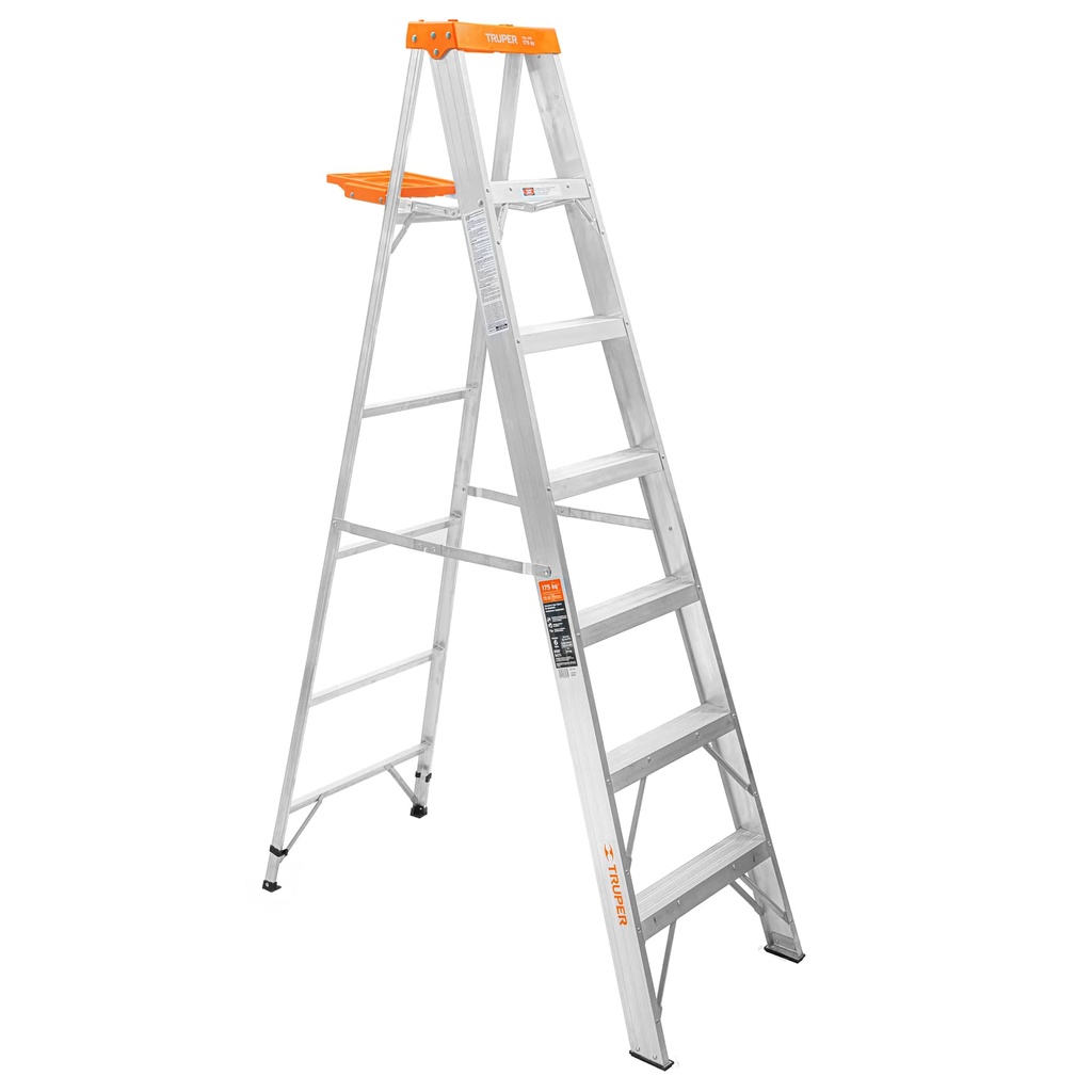 16744 / Escalera de tijera tipo II 6 peldaños y bandeja, Truper