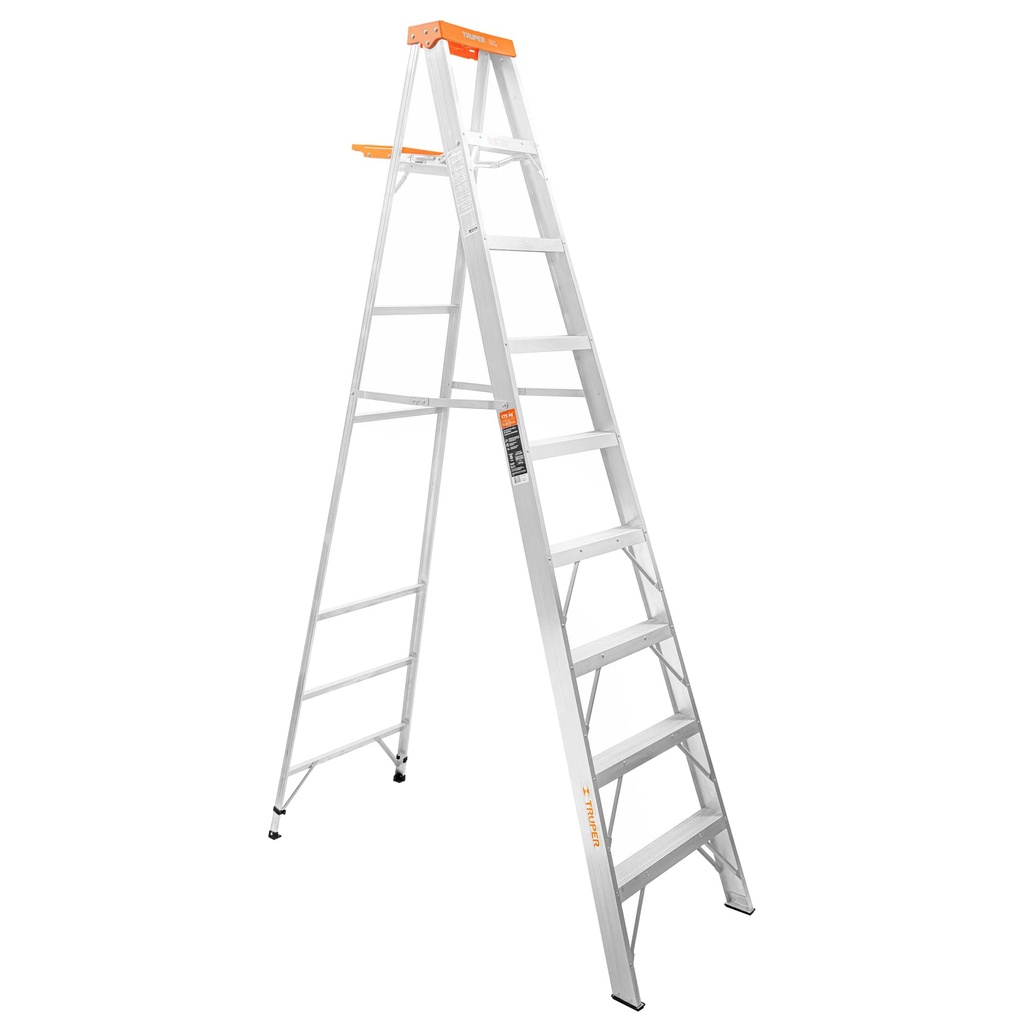 10338 / Escalera de tijera tipo ll 8 peldaños y bandeja, Truper