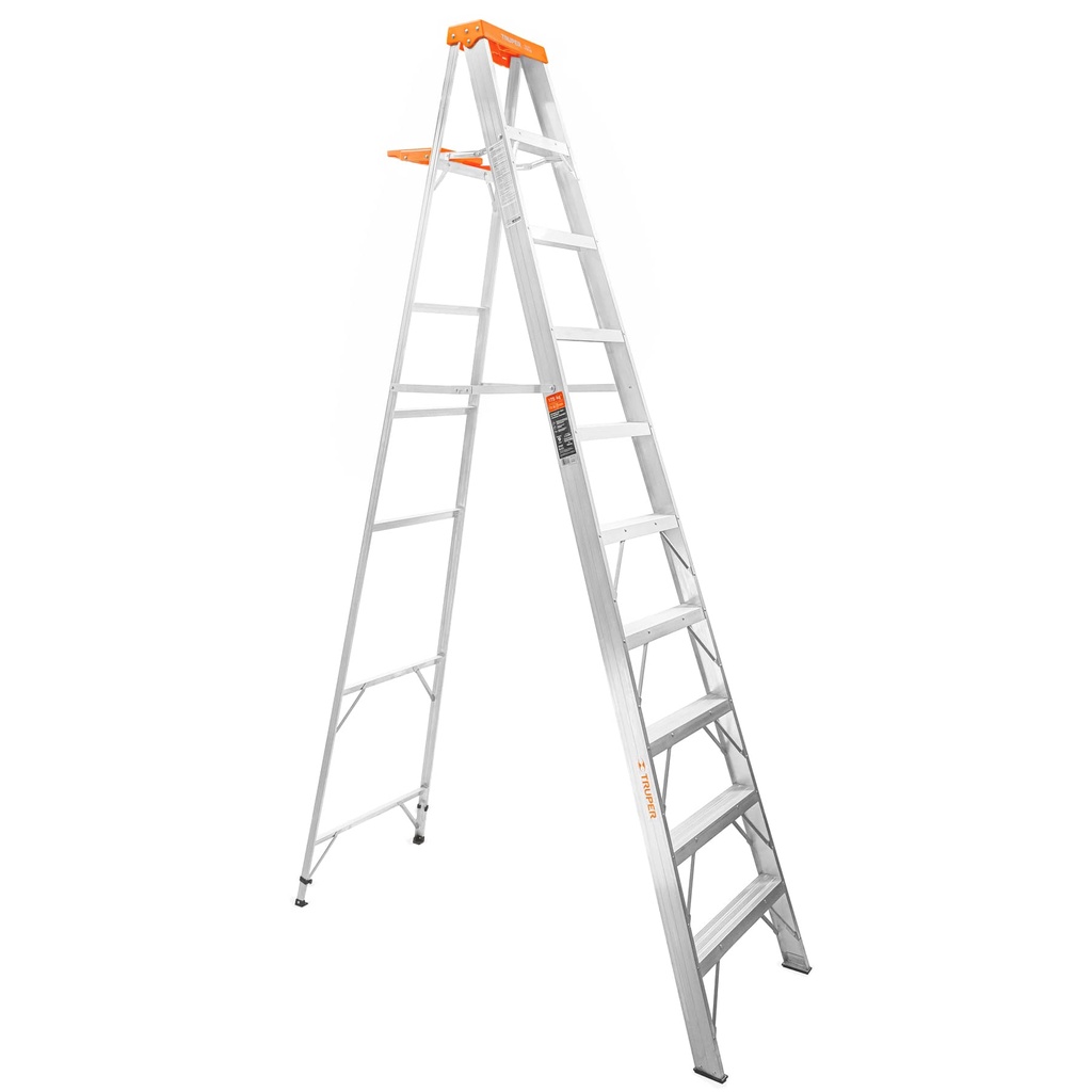 10436 / Escalera de tijera tipo II 9 peldaños y bandeja, Truper