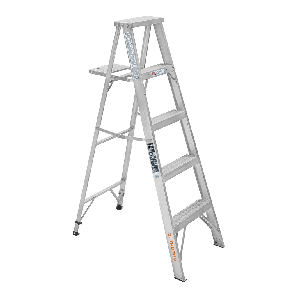 10438 / Escalera de tijera 100% aluminio tipo lll 4 peldaños, Truper