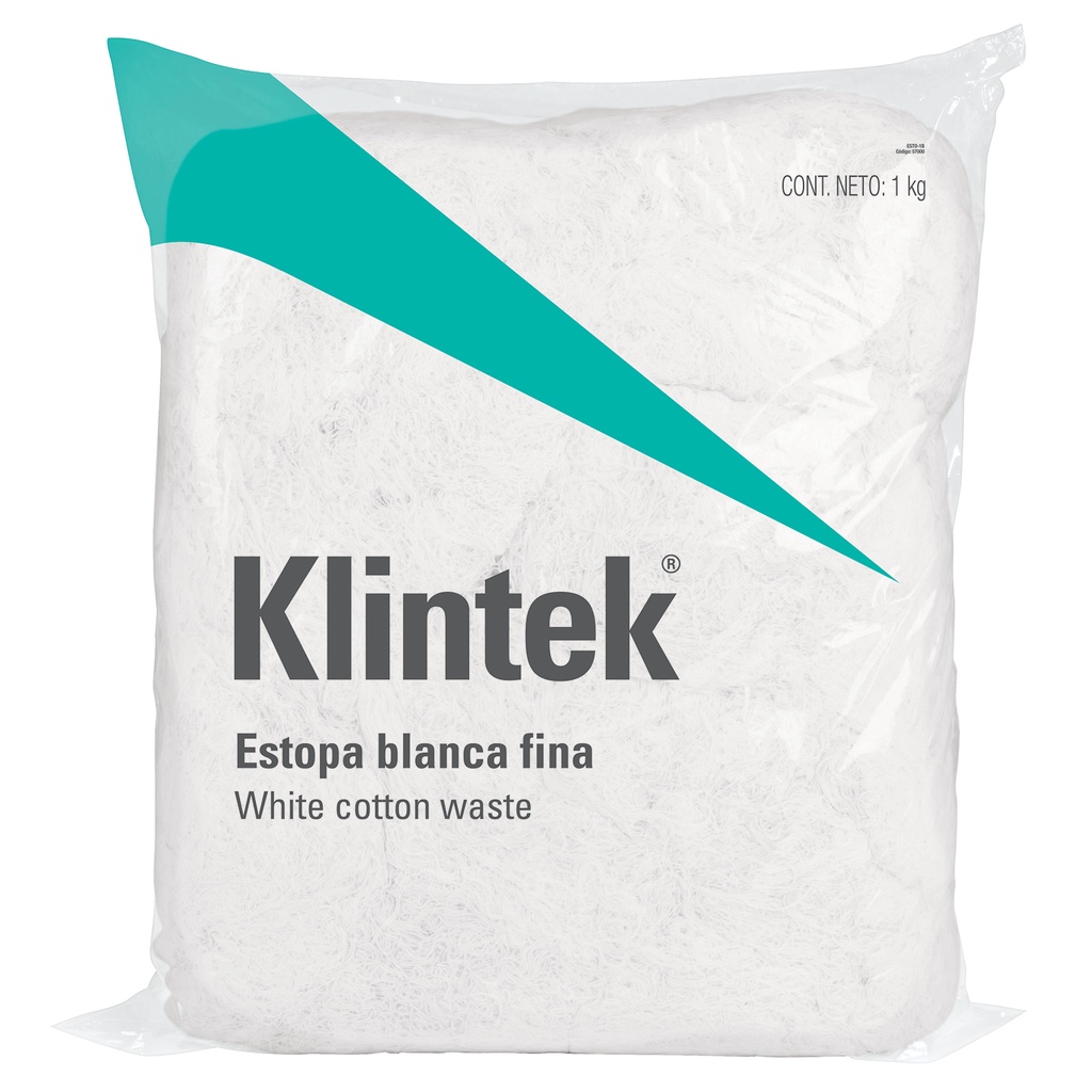 57000 / Bolsa de 1 kg de estopa color blanca, Klintek