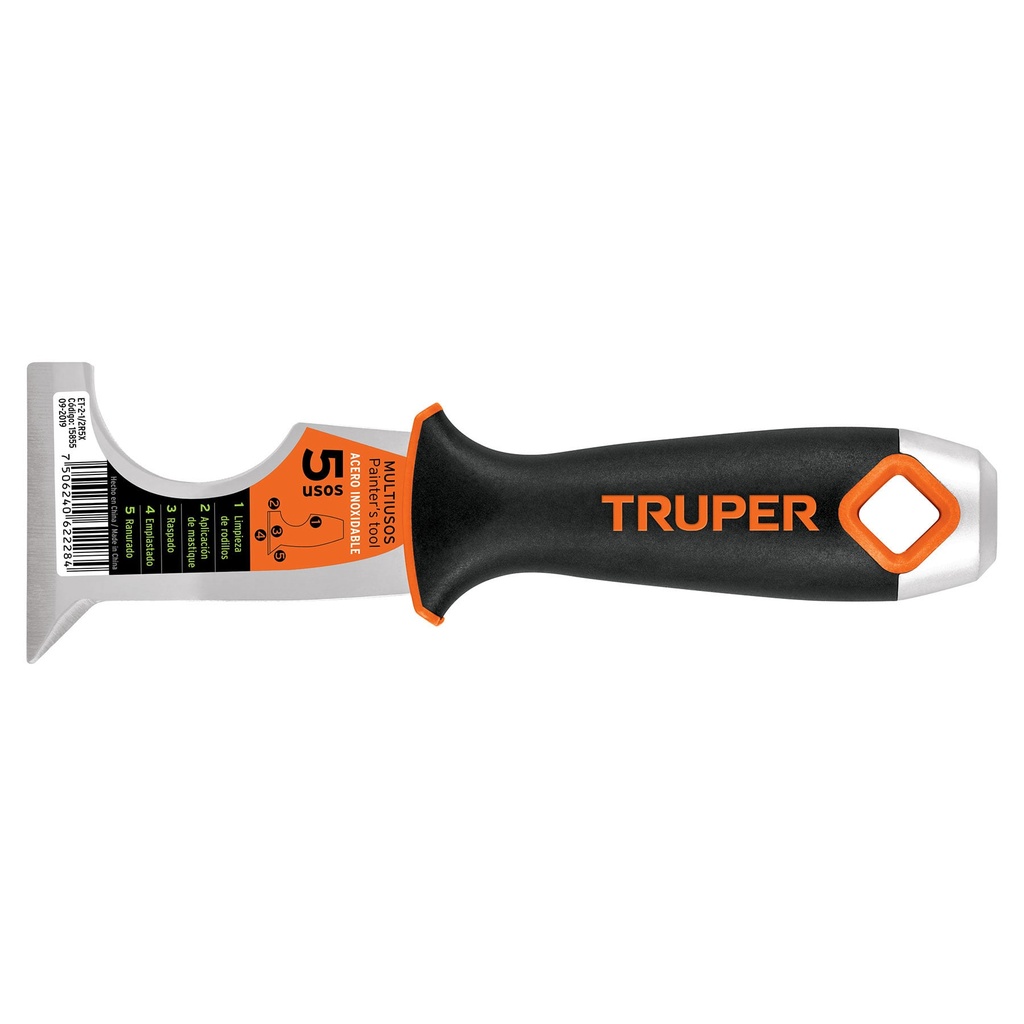 15855 / Espátula 2-1/2' de 6 usos, acero inox, Comfort Grip, Expert