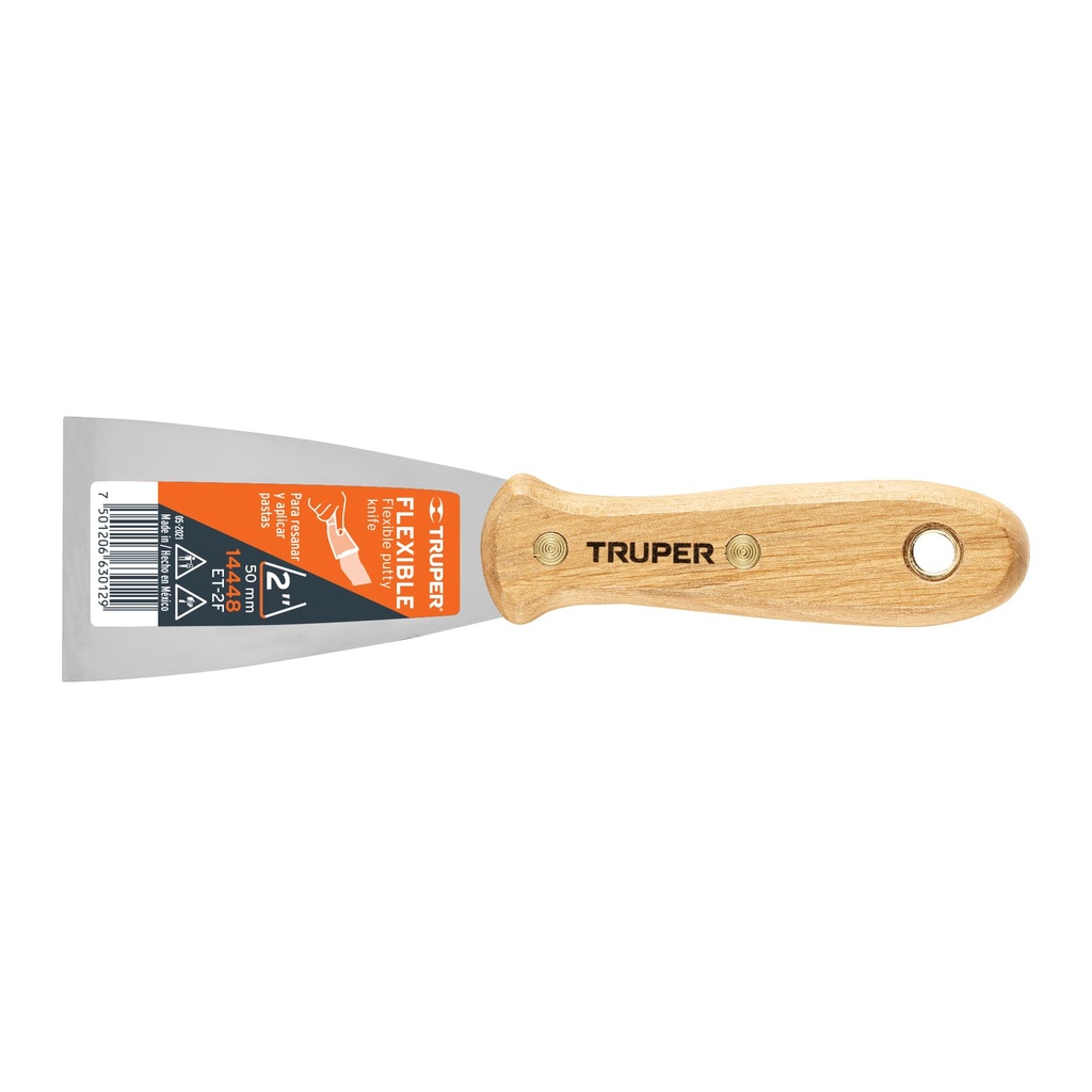 14448 / Espátula flexible 2' con mango de madera, Truper