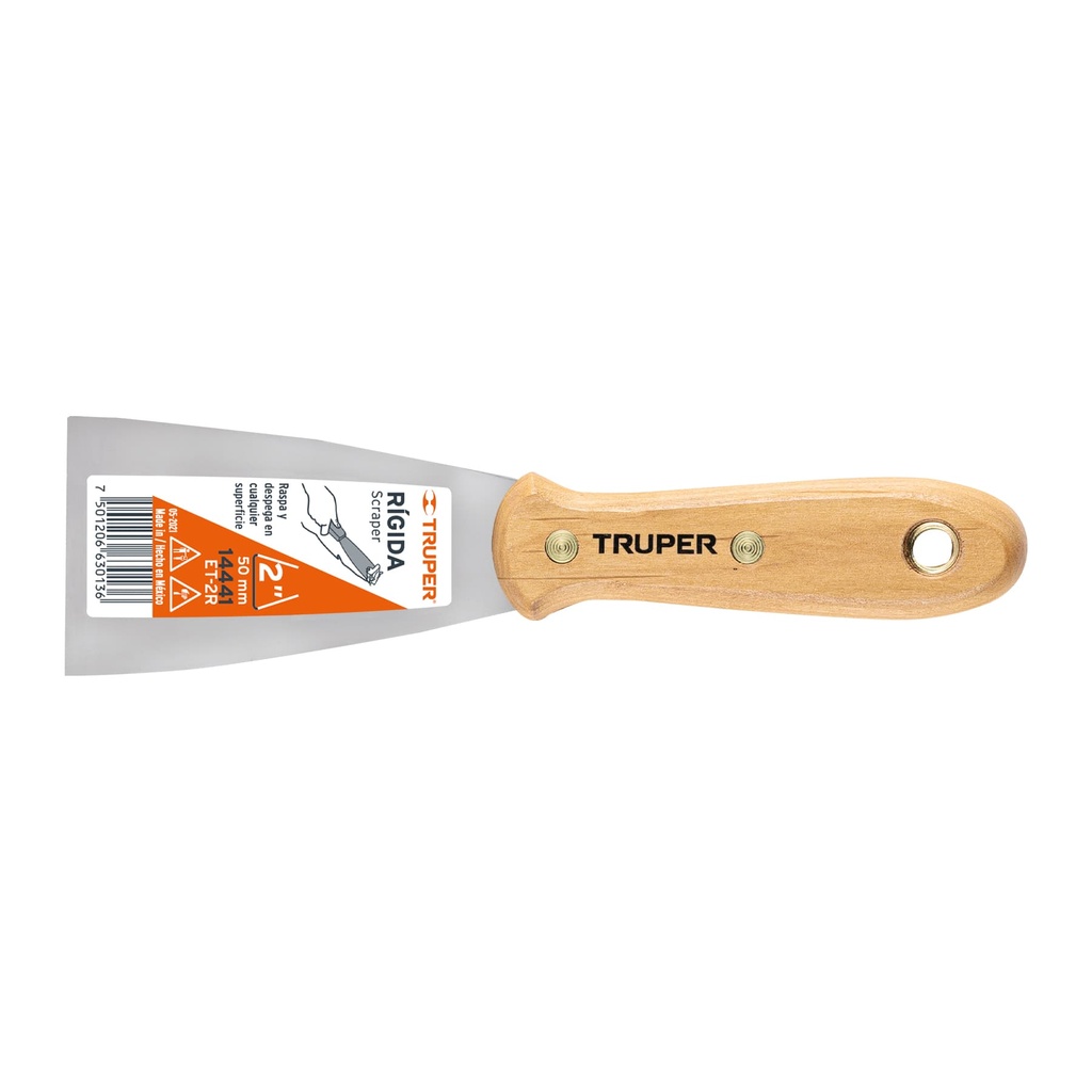14441 / Espátula rígida 2' con mango de madera, Truper