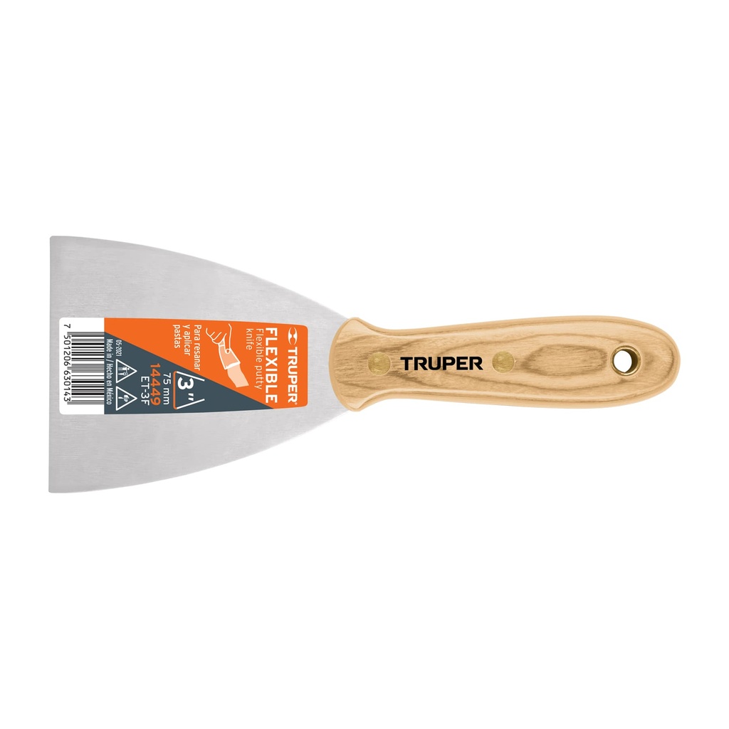 14449 / Espátula flexible 3' con mango de madera, Truper