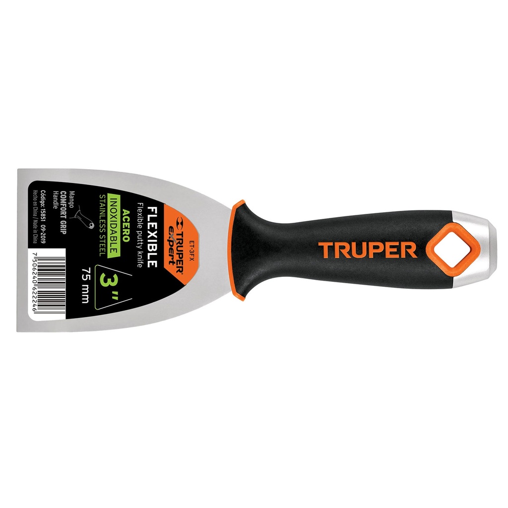 15851 / Espátula flexible 3' acero inox. mango Comfort Grip, Expert