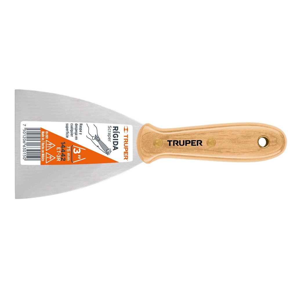 14442 / Espátula rígida 3' con mango de madera, Truper