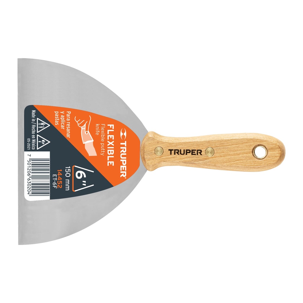 14452 / Espátula flexible 6' con mango de madera, Truper