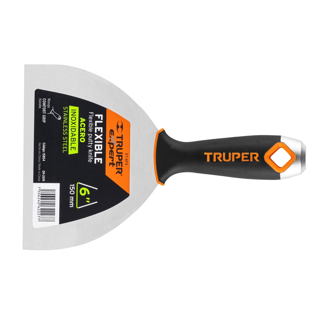 15854 / Espátula flexible 6' acero inox. mango Comfort Grip, Expert
