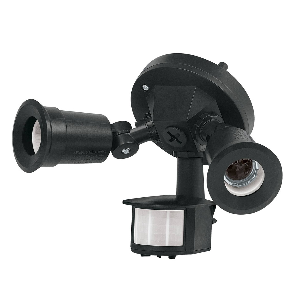 47275 / Arbotante negro c/sensor movimiento, lámparas no incluidas, Volteck