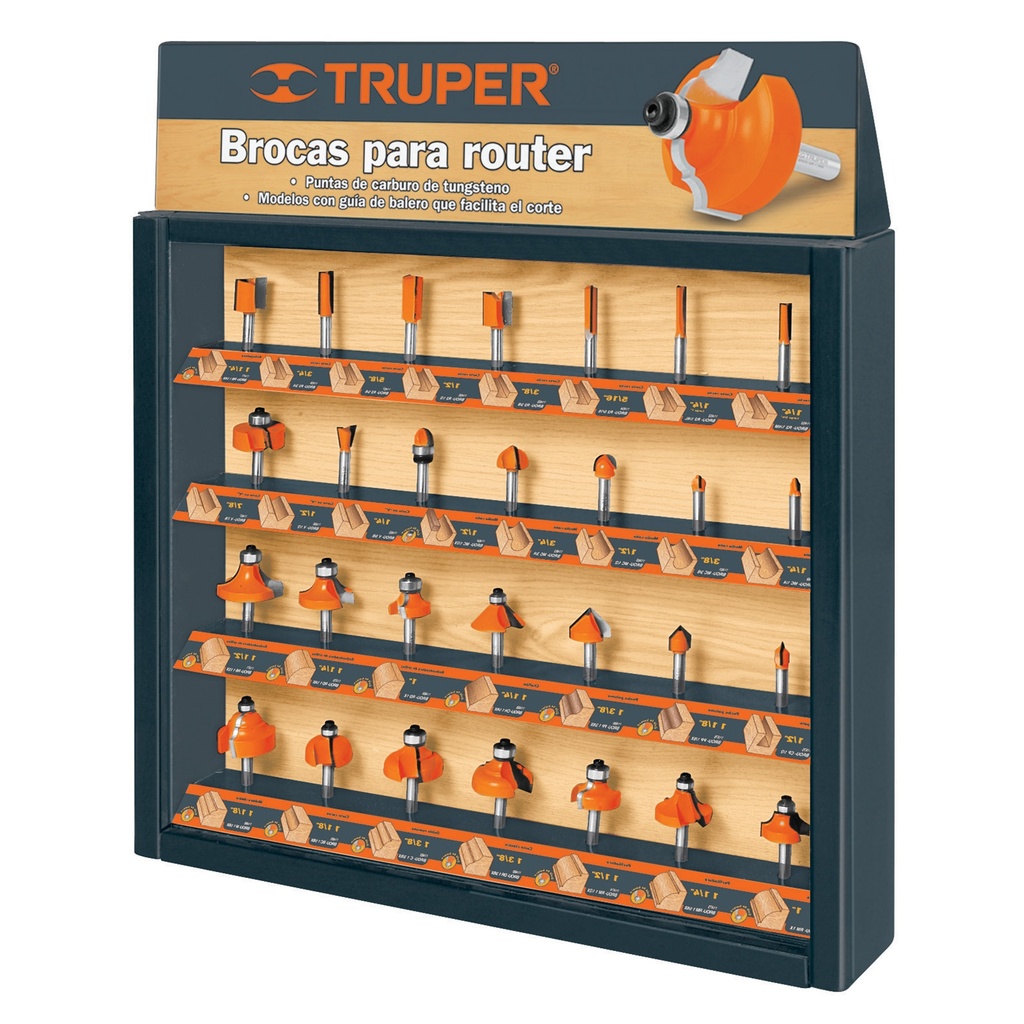 55218 / Exhibidor con 30 brocas para router, Truper