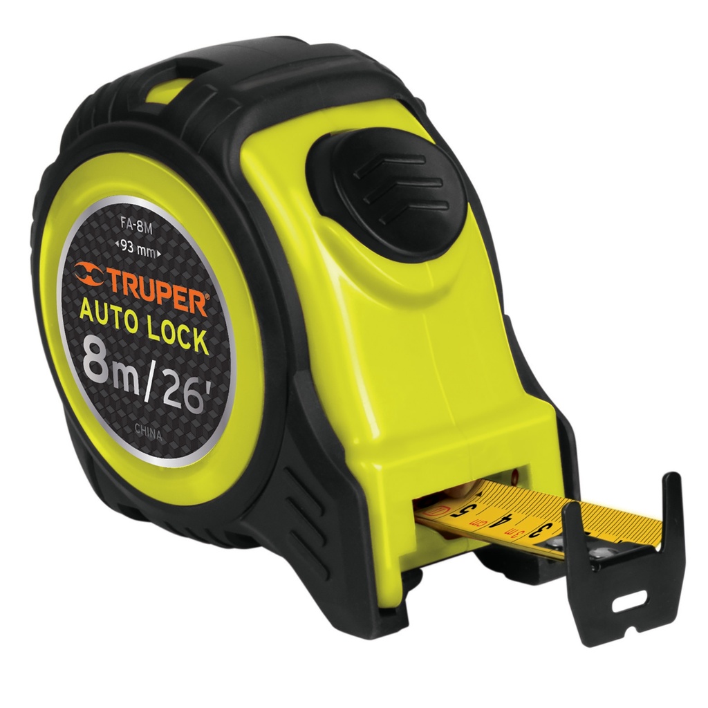 10749 / Flexómetro Auto-Lock contra impactos 8 m cinta 25 mm, Truper