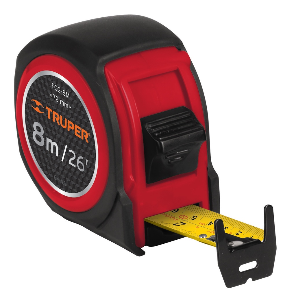 12774 / Flexómetro compacto contra impactos 8 m cinta 25 mm, Truper