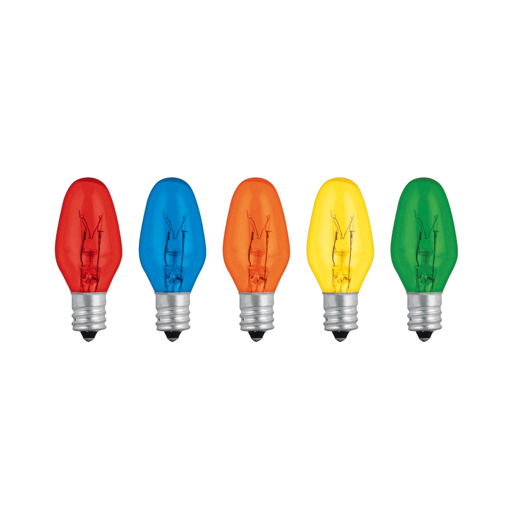 46822 / Caja con 50 focos incandescentes de colores base E12 7.5W, Volteck