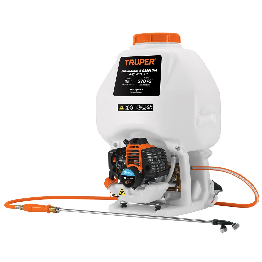 101568 / Fumigador de 25 L con motor a gasolina de 2 tiempos, Truper
