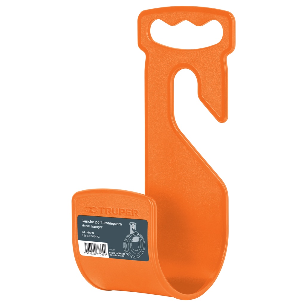 100173 / Gancho plástico naranja para manguera de jardín, Truper