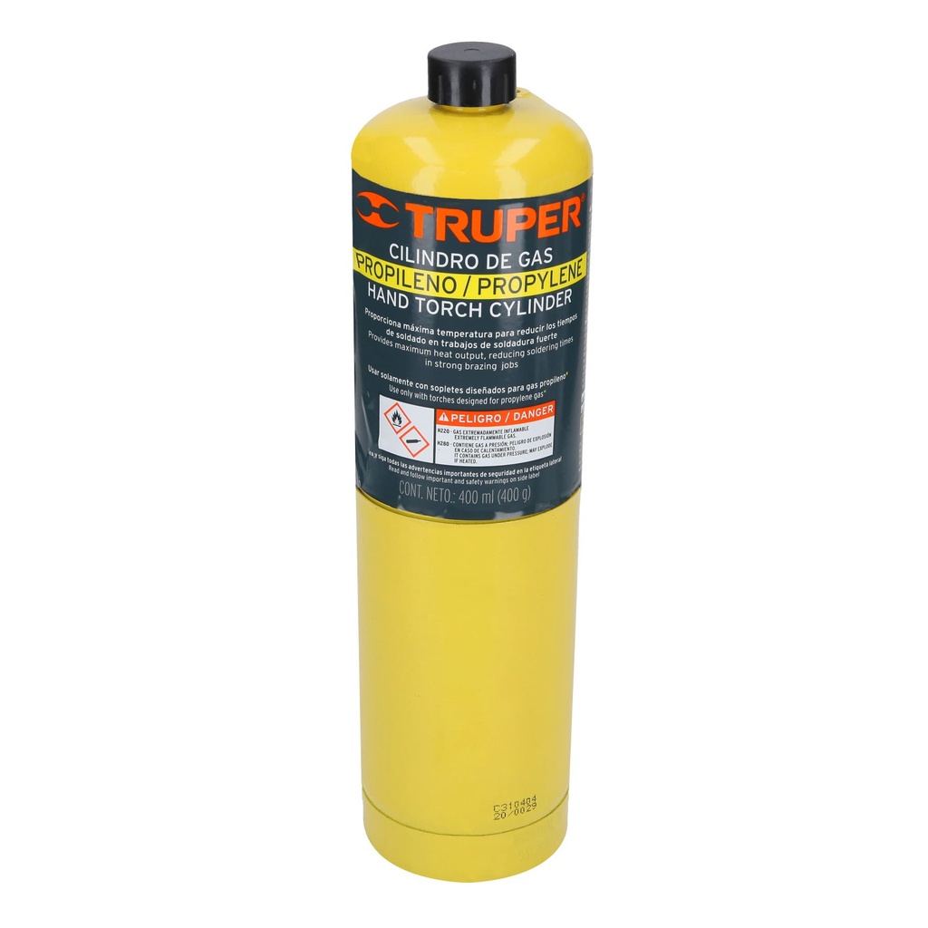 11914 / Cilindro de gas propileno de 400g, amarillo, Truper