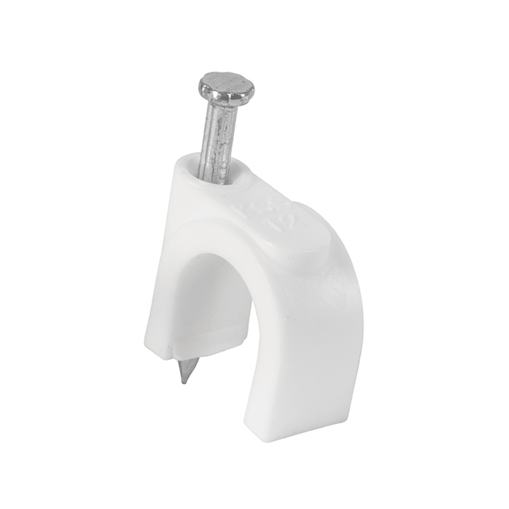 48274 / Bolsa con 20 grapas blancas de 10 mm para cable redondo, Volteck