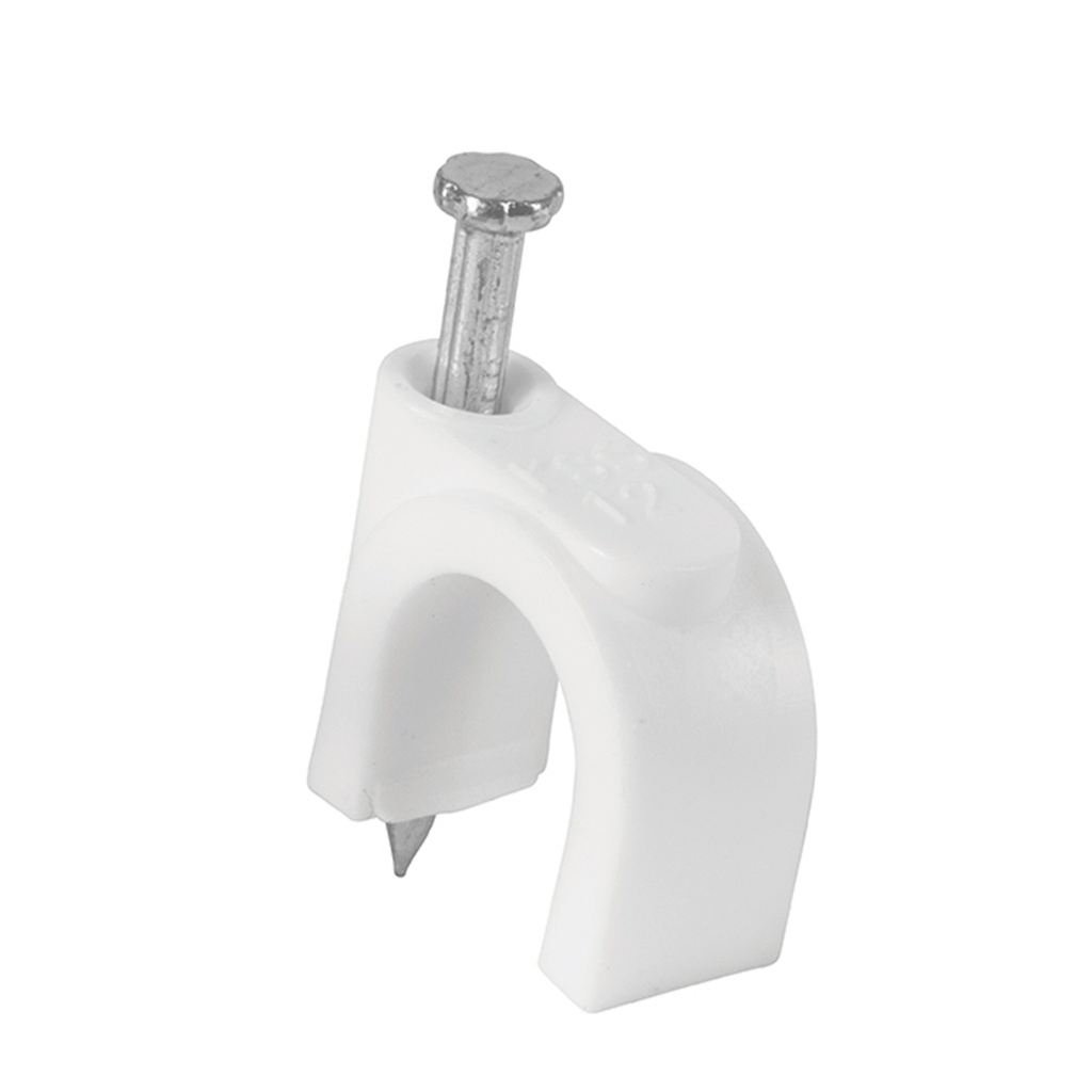 48275 / Bolsa con 20 grapas blancas de 12 mm para cable redondo, Volteck