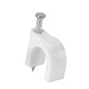 48275 / Bolsa con 20 grapas blancas de 12 mm para cable redondo, Volteck