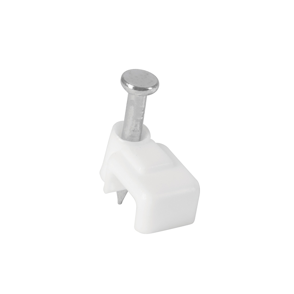 48277 / Bolsa con 20 grapas blancas de 3 x 6 mm para cable plano, Volteck