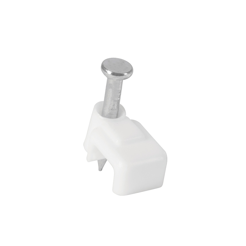 43044 / Bolsa con 500 grapas blancas de 3 X 6 mm para cable plano, Volteck