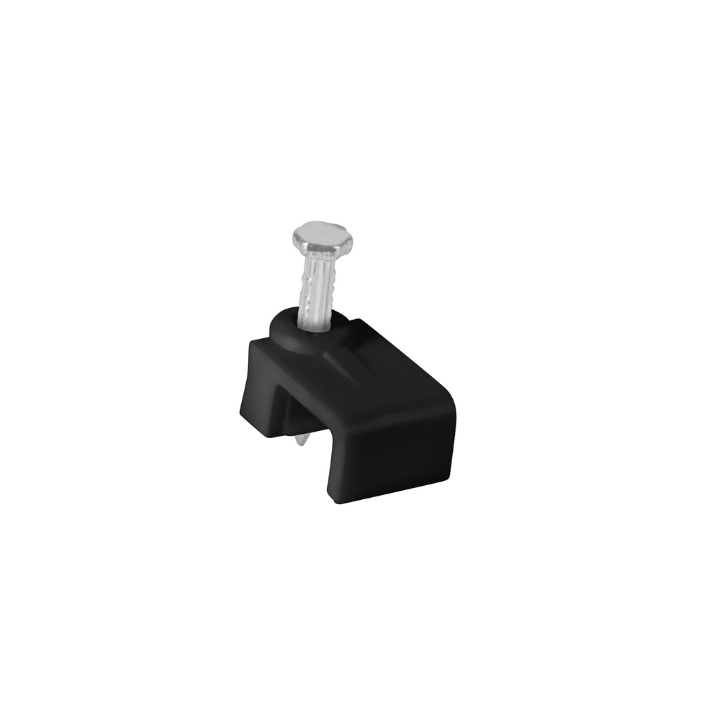48034 / Bolsa con 20 grapas negras de 5 x 8.5 mm para cable plano, Volteck
