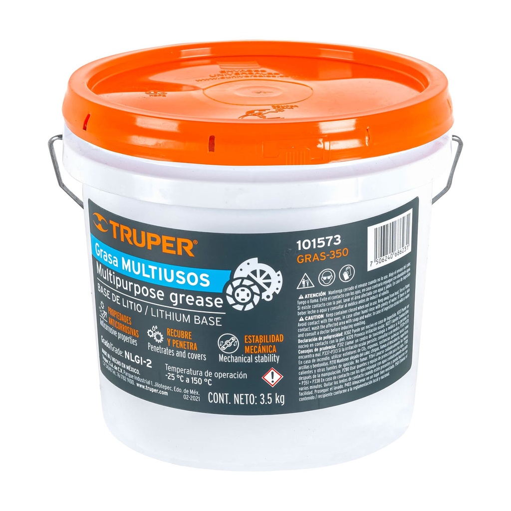 101573 / Grasa lubricante multiusos, base litio, 3.5 kg, Truper
