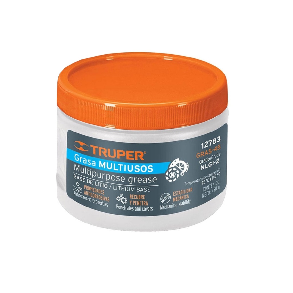 12783 / Grasa lubricante multiusos, base litio, 450 g, Truper