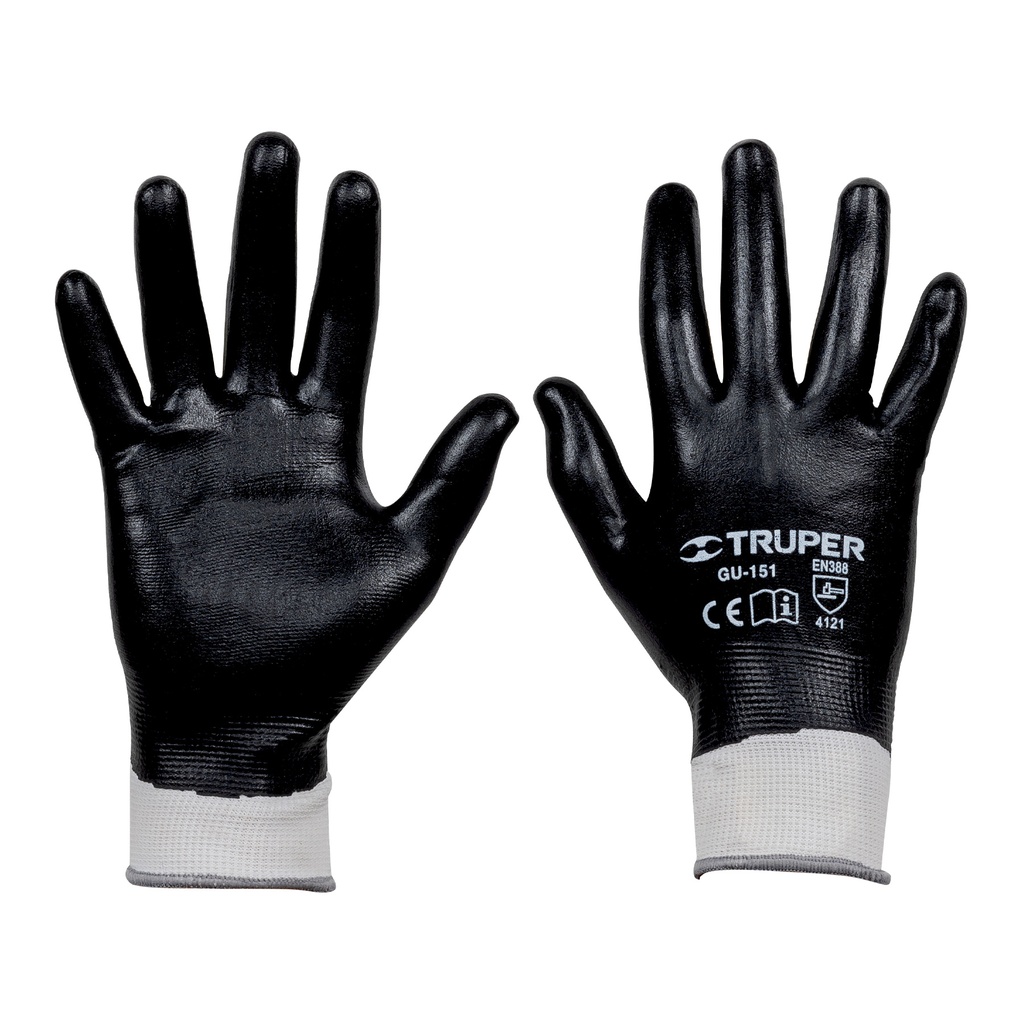 18025 / Guantes de poliéster con recubrimiento de nitrilo, CH,Truper