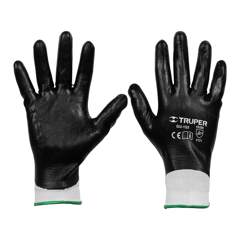 18027 / Guantes de poliéster con recubrimiento de nitrilo, G, Truper