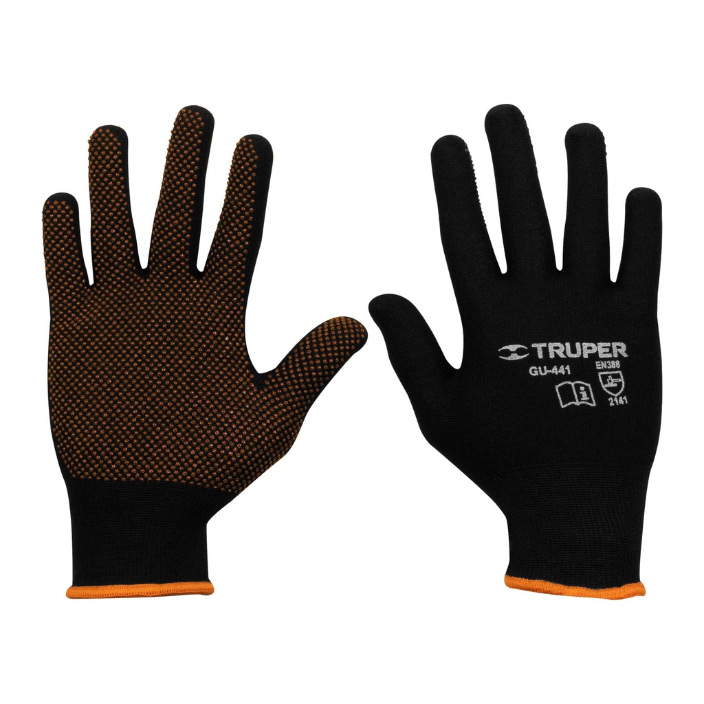 12650 / Guantes de poliéster con puntos de PVC en palma, CH, Truper