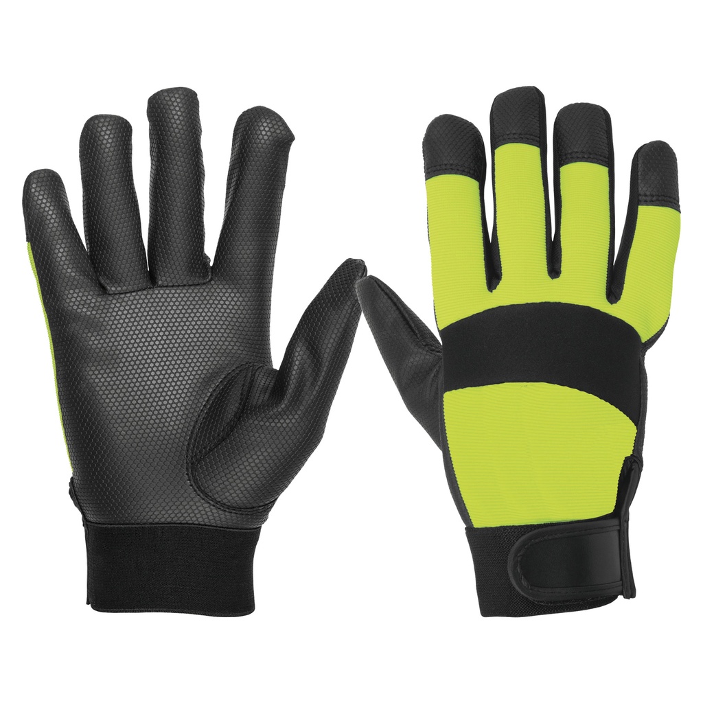 13194 / Guantes mecánico, alta visibilidad, palma poliuretano, verde, Truper
