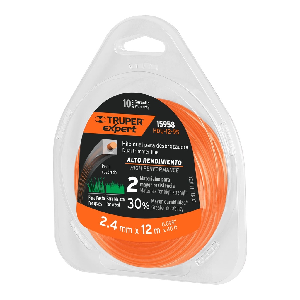 15958 / Rollo de hilo dual para desbrozadora, 2.4 mm x 12m, Expert