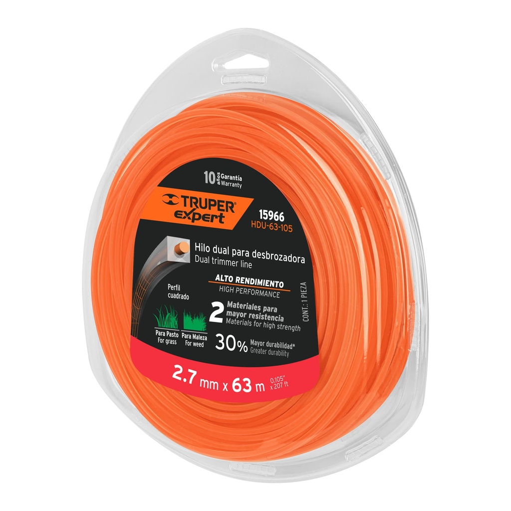 15966 / Rollo de hilo dual para desbrozadora, 2.7 mm x 63m, Expert