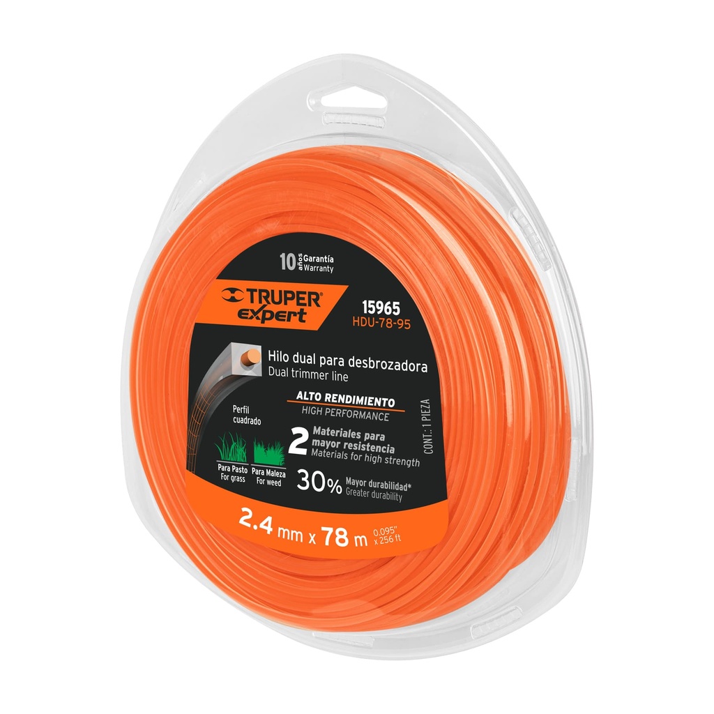 15965 / Rollo de hilo dual para desbrozadora, 2.4 mm x 78m, Expert