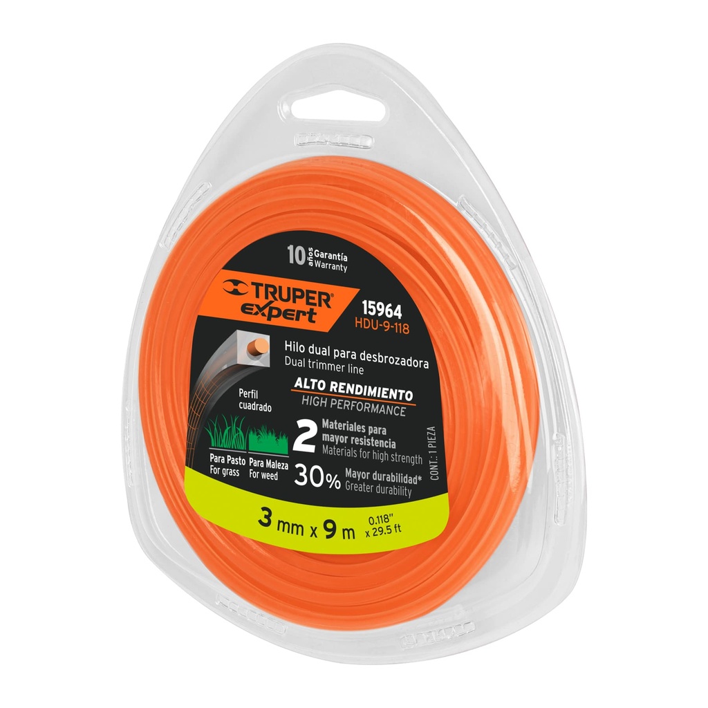 15964 / Rollo de hilo dual para desbrozadora, 3 mm x 9 m, Expert