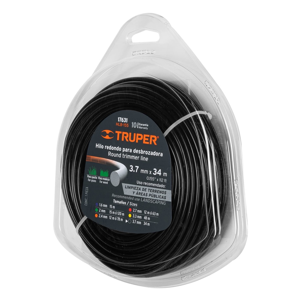 17631 / Rollo de hilo para desbrozadora, 3.7 mm x 34 m, Truper