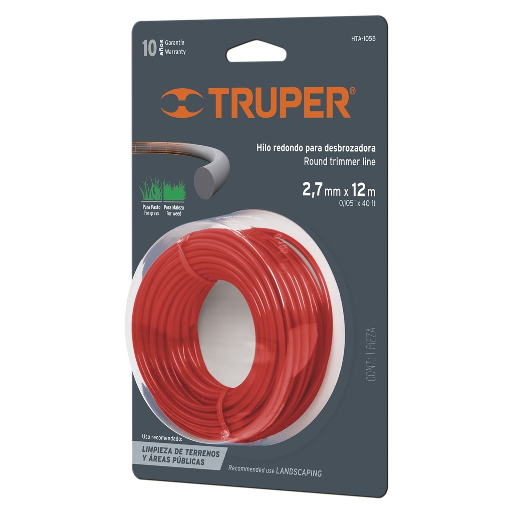 16945 / Rollo de hilo para desbrozadora, 2.7 mm x 12 m, Truper