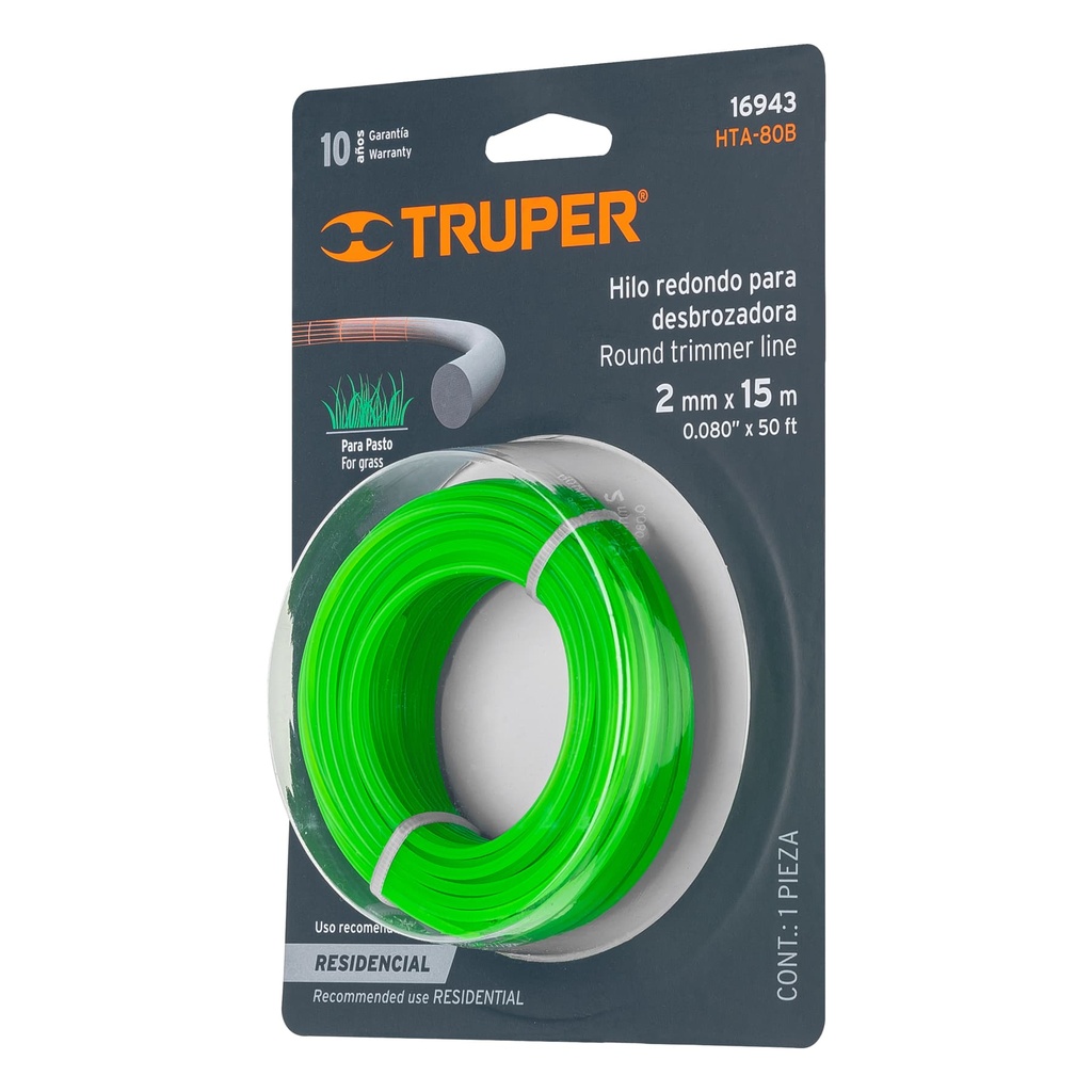 16943 / Rollo de hilo para desbrozadora, 2 mm x 15 m, Truper