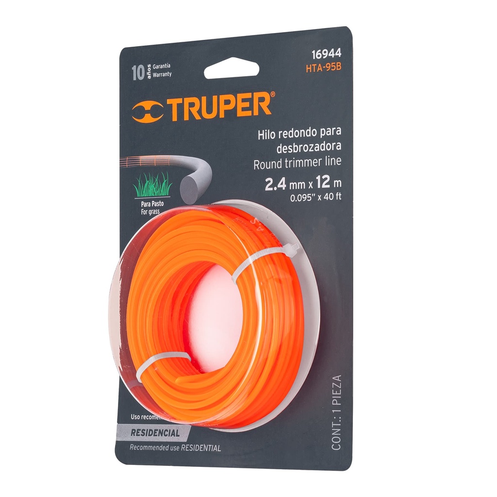 16944 / Rollo de hilo para desbrozadora, 2.4 mm x 12 m, Truper