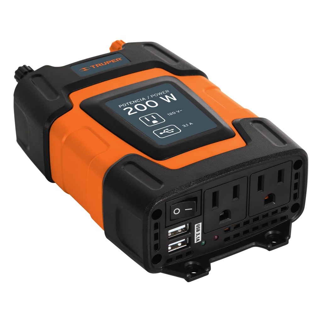 10448 / Inversor de corriente de 200 W con puertos USB, Truper