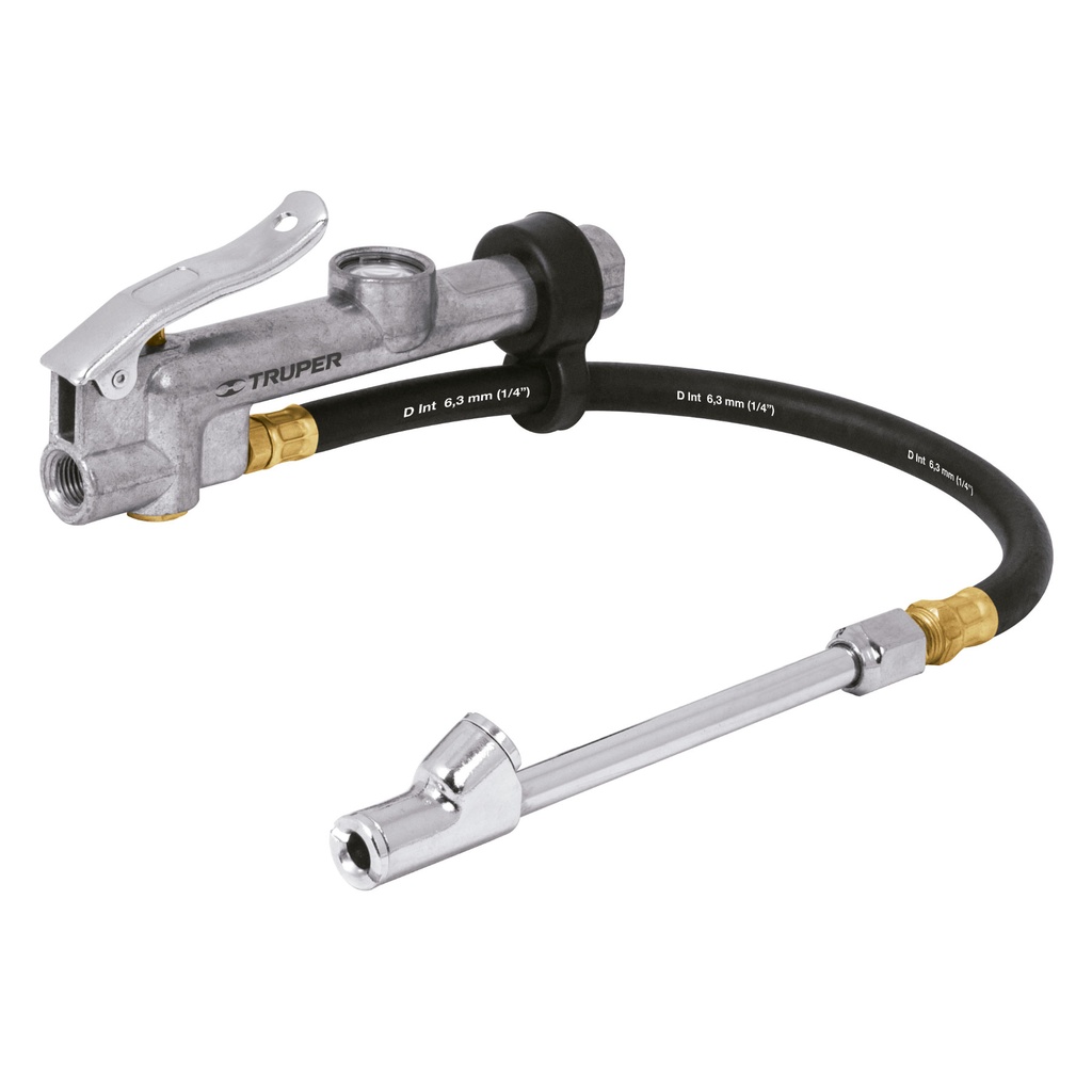 19028 / Inflador calibrador de cabeza doble, profesional,1/4' NPT, Truper
