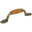 43831 / Jaladera metálica de 76mm latón antiguo, inserto tipo madera, Hermex
